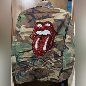 Vintage Army jacket with kiss lips on back